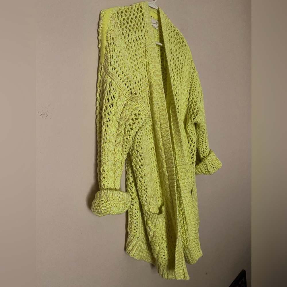 Anthropology neon oversized cardigan with pockets